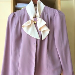 Lilac loose-fitting retro blouse
